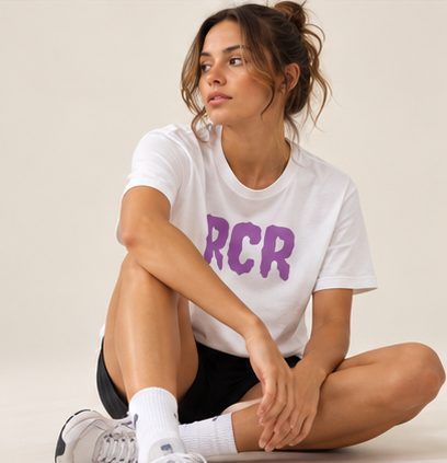 RCR Tee by Run Club Regular in white, graphic T-shirt product image
