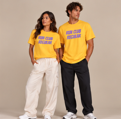Racer Tee - Golden by Run Club Regular, graphic T-shirt product photograph