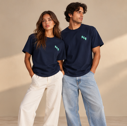 Lowkey Flow Tee - Navy by Run Club Regular, graphic T-shirt product image