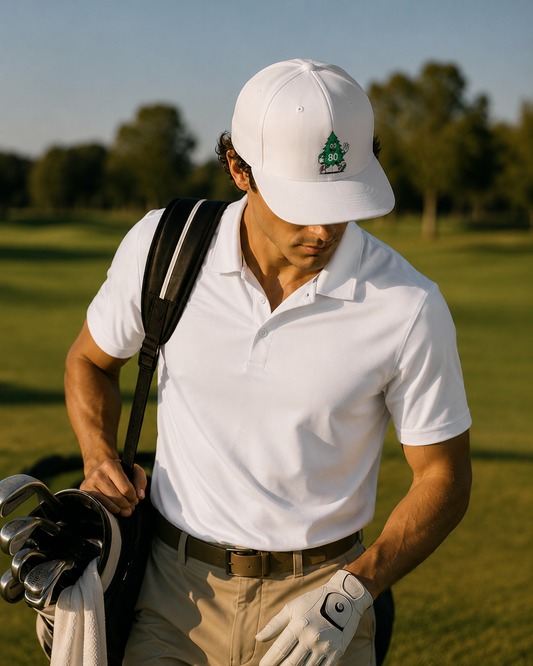 80 Tree Embroidered Snapback Hat — White