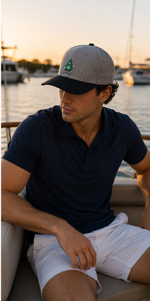 80 Tree Embroidered Snapback Hat — Heather Grey/Navy