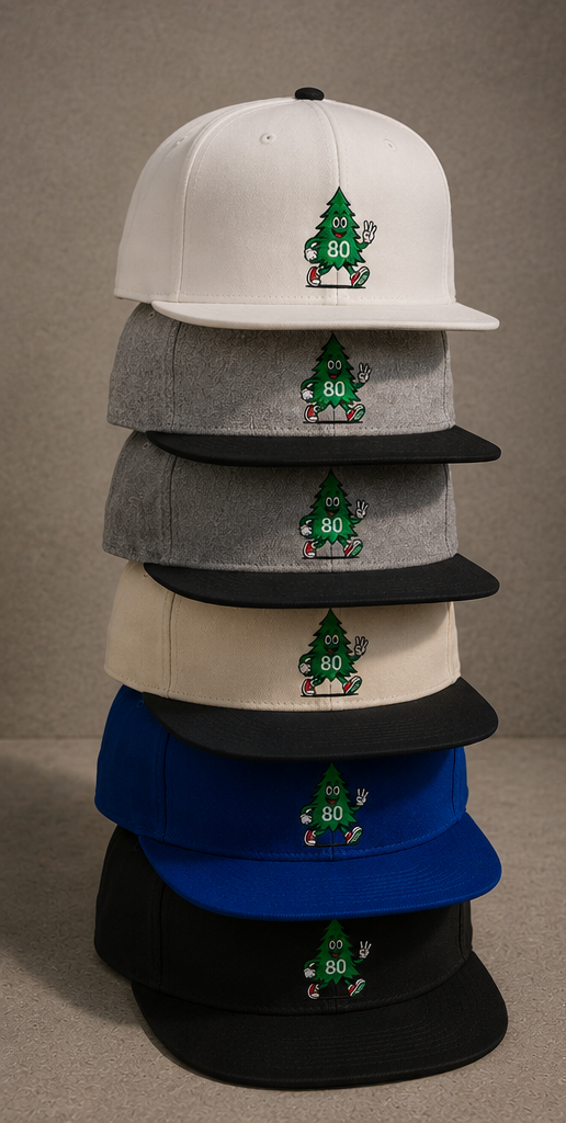 80 Tree Embroidered Snapback Hat — Heather Grey/Navy