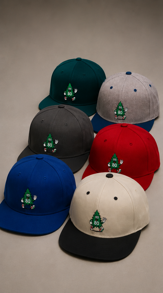 80 Tree Embroidered Snapback Hat — Red