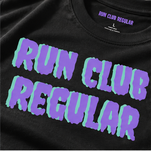 Shadow T-Shirt by Run Club Regular in black, graphic T-shirt product image