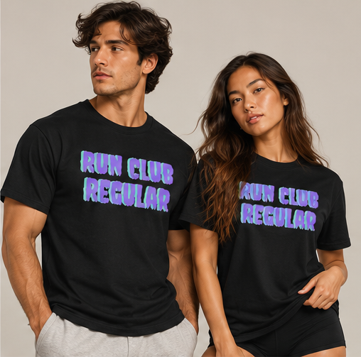 Shadow T-Shirt by Run Club Regular in black, graphic T-shirt product image