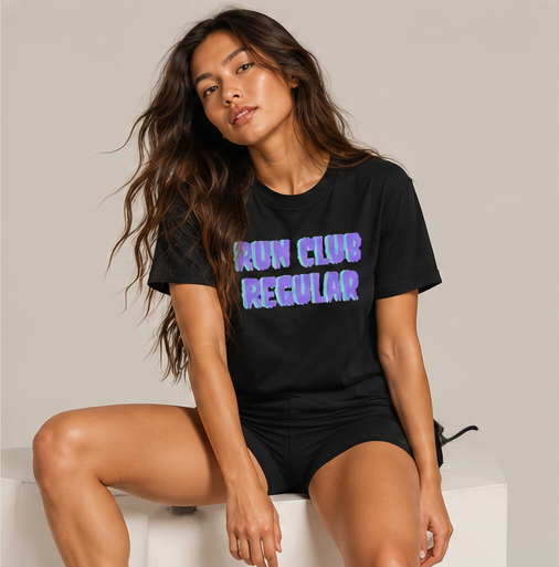 Shadow T-Shirt by Run Club Regular in black, graphic T-shirt product image