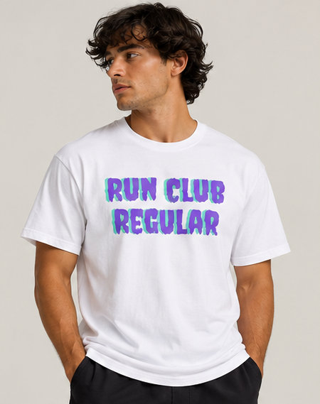 Run Club Regular Shadow graphic T-shirt in white, product photograph