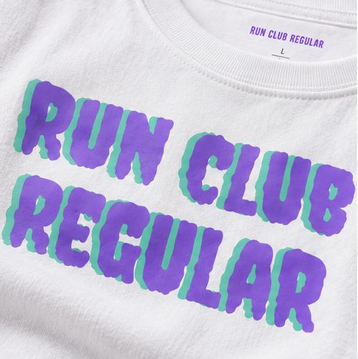Run Club Regular Shadow graphic T-shirt in white, product photograph