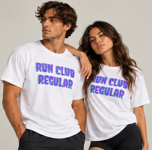Run Club Regular Shadow graphic T-shirt in white, product photograph