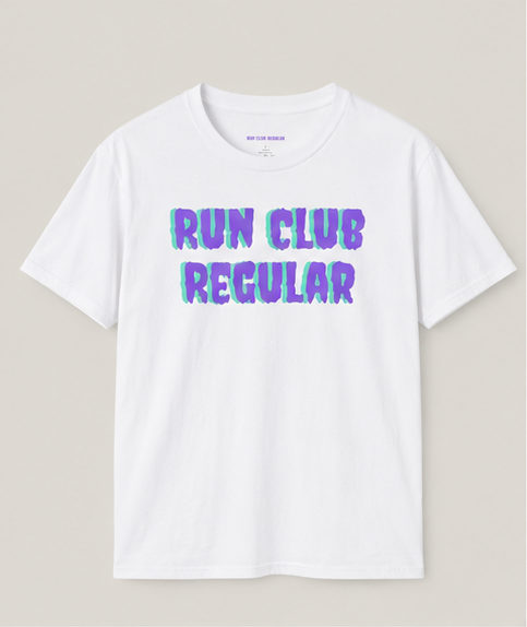 Run Club Regular Shadow graphic T-shirt in white, product photograph