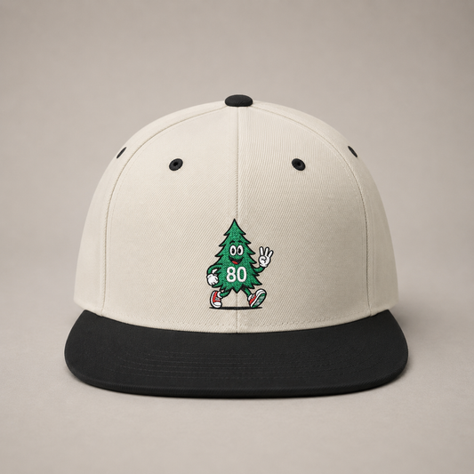 80 Tree Embroidered Snapback Hat — Natural/Black