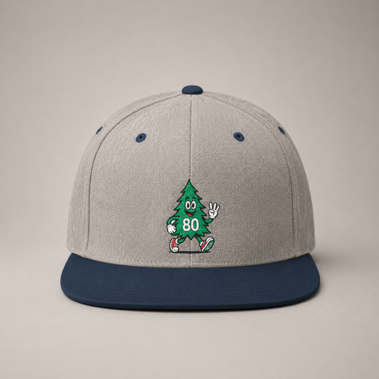 80 Tree Embroidered Snapback Hat — Heather Grey/Navy