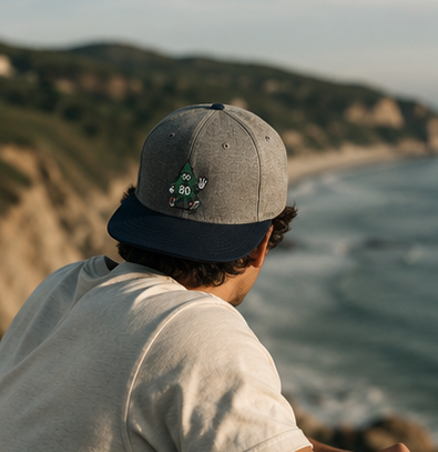 80 Tree Embroidered Snapback Hat — Heather Grey/Navy