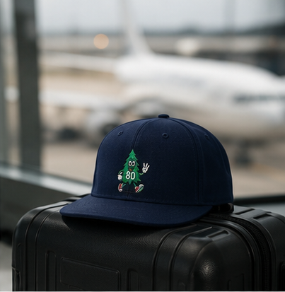 80 Tree Embroidered Snapback Hat — Dark Navy