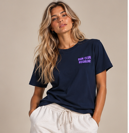 The Regular 2.0 Tee - Navy by Run Club Regular, graphic T-shirt product image