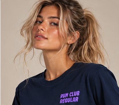 The Regular 2.0 Tee - Navy by Run Club Regular, graphic T-shirt product image