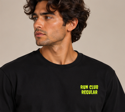The Regular 2.0 Tee - Black by Run Club Regular, graphic T-shirt product image