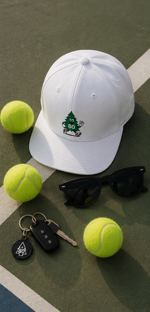 80 Tree Embroidered Snapback Hat — White