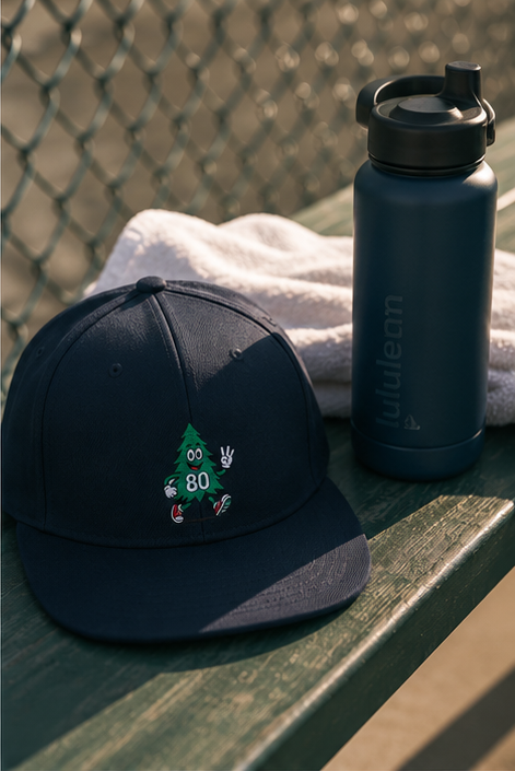 80 Tree Embroidered Snapback Hat — Dark Navy