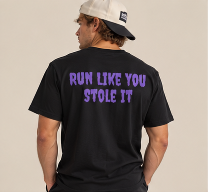 Stole It Tee - Black by Run Club Regular, graphic T-shirt product image