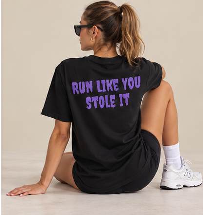 Stole It Tee - Black by Run Club Regular, graphic T-shirt product image